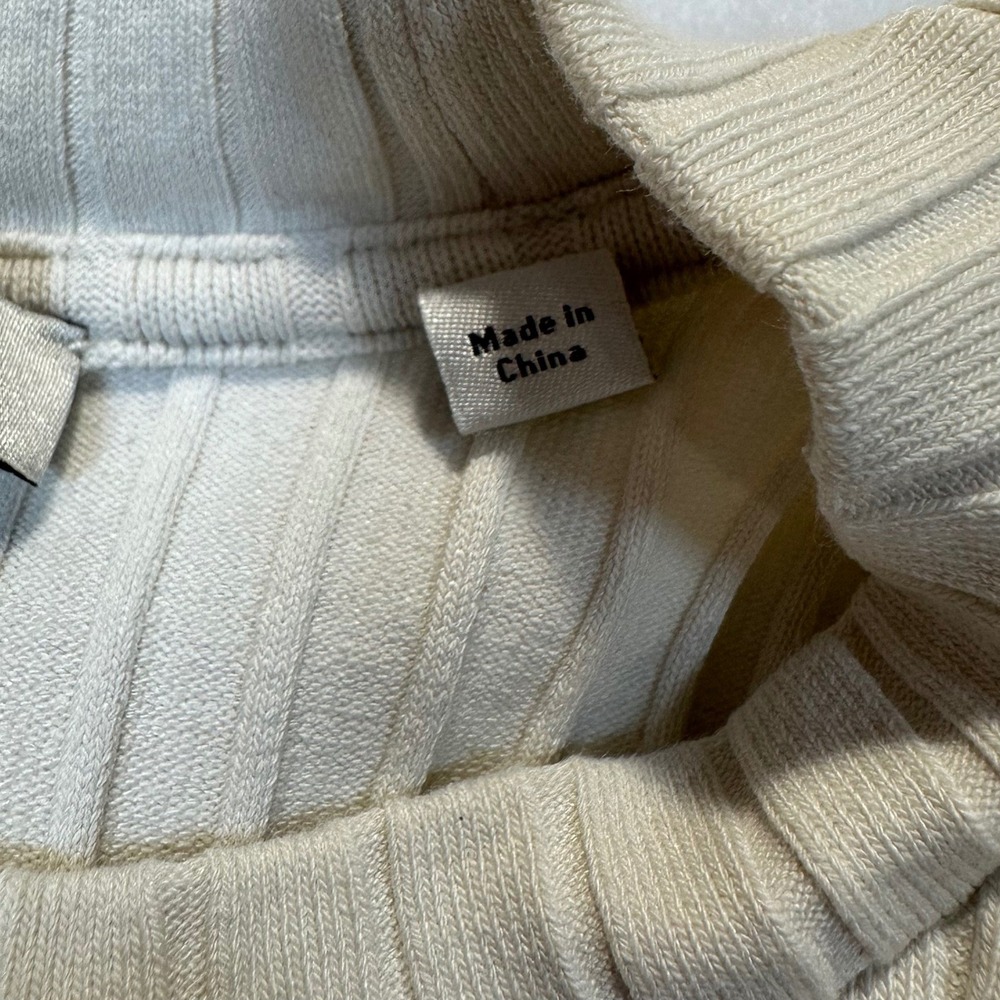 Vince Ribbed Mock Neck Tank Top Womens XS Cream Minimalist Chic Shell - Picture 6 of 8